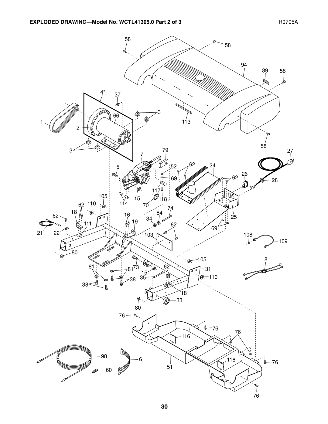 Weslo user manual Exploded DRAWING-Model No. WCTL41305.0 Part 2 R0705A 