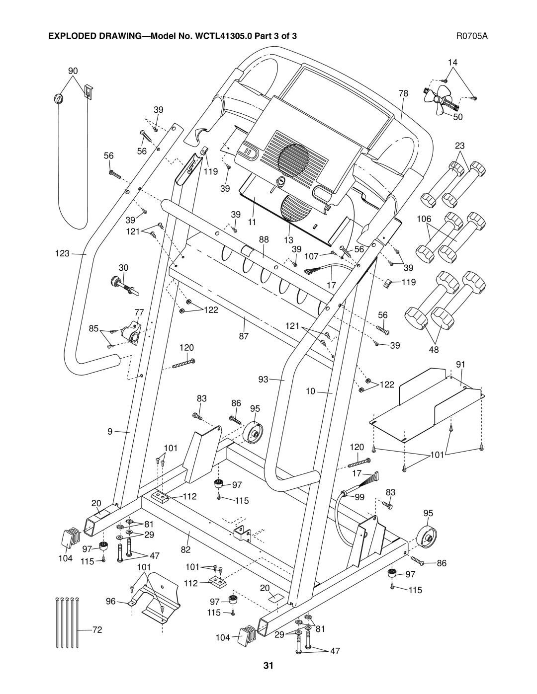 Weslo user manual Exploded DRAWING-Model No. WCTL41305.0 Part 3 R0705A 