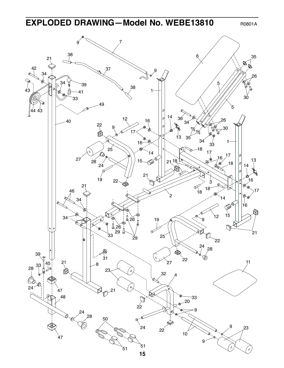 Weslo user manual Exploded DRAWING-Model No. WEBE13810 