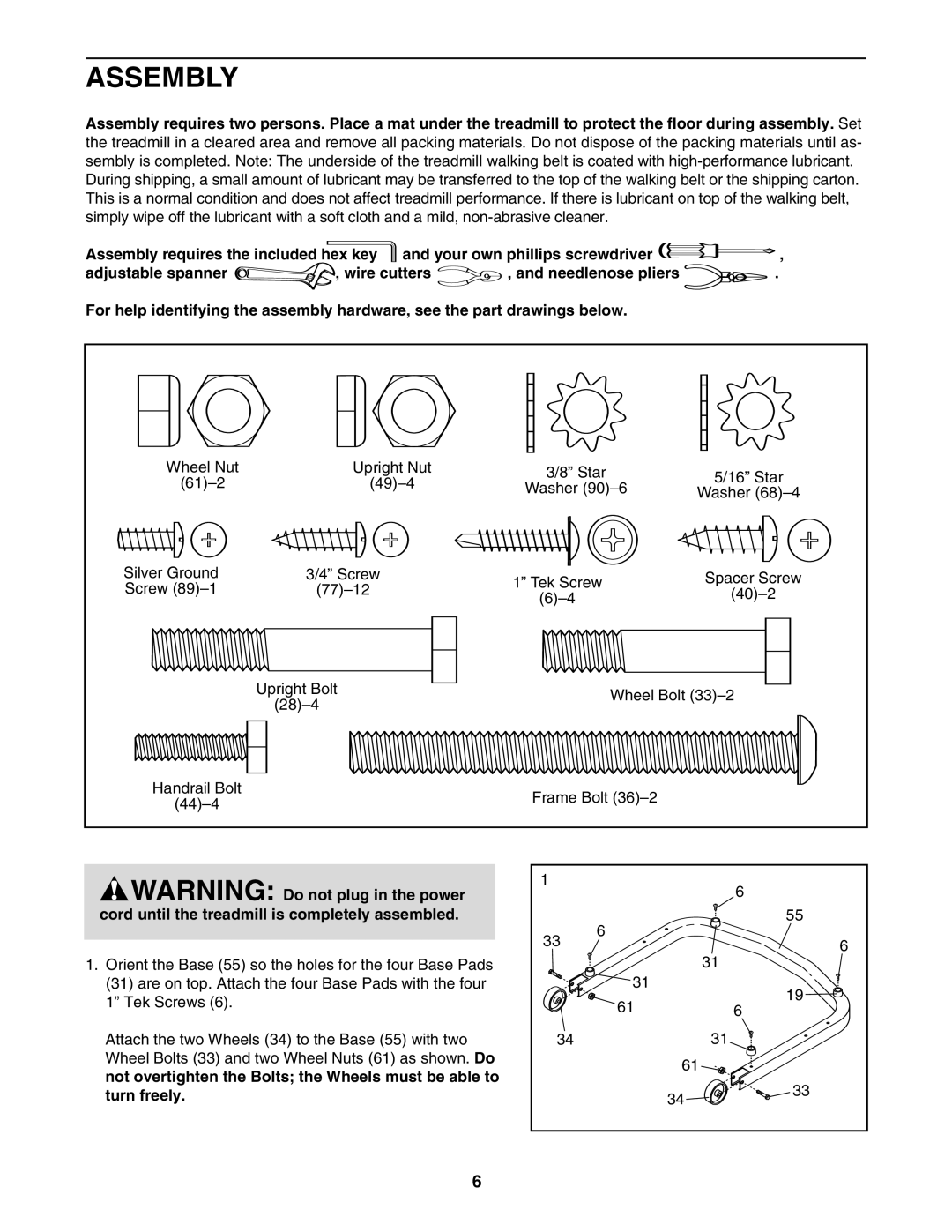 Weslo WETL0514.0 user manual Assembly 