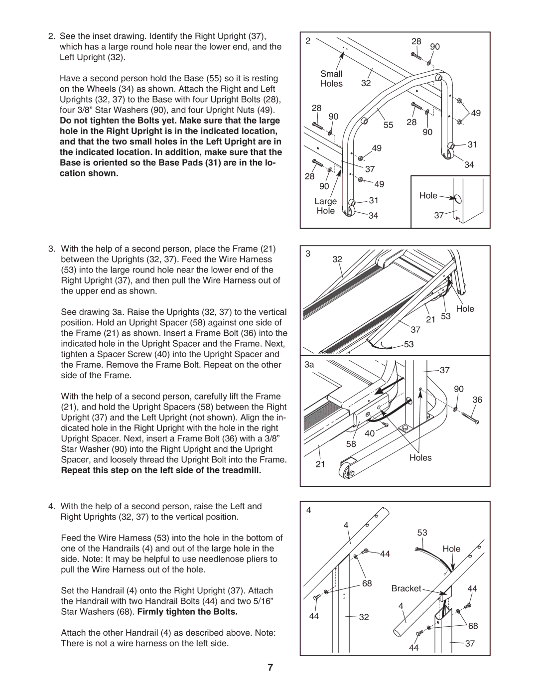 Weslo WETL0514.0 user manual Repeat this step on the left side of the treadmill 