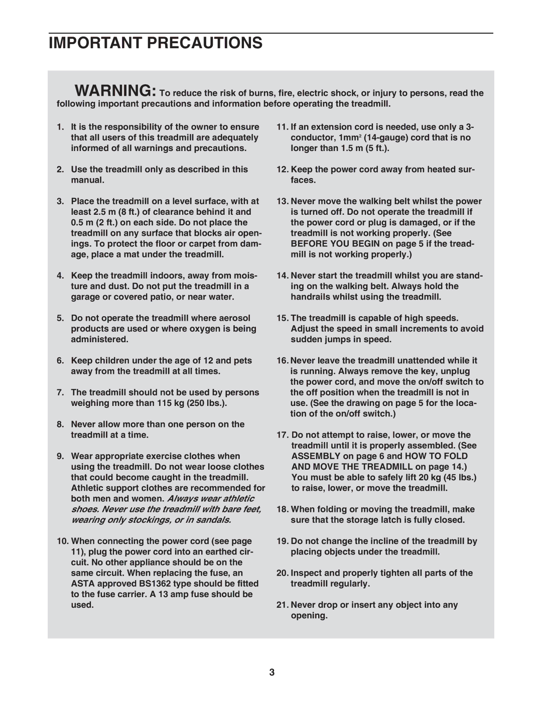 Weslo WETL11140 user manual Important Precautions 