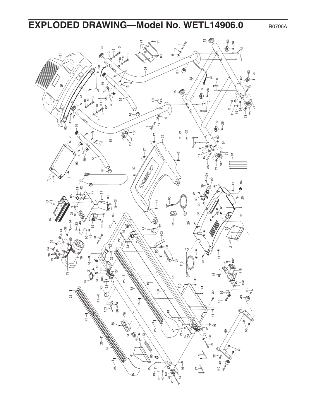 Weslo user manual Exploded DRAWING-Model No. WETL14906.0 