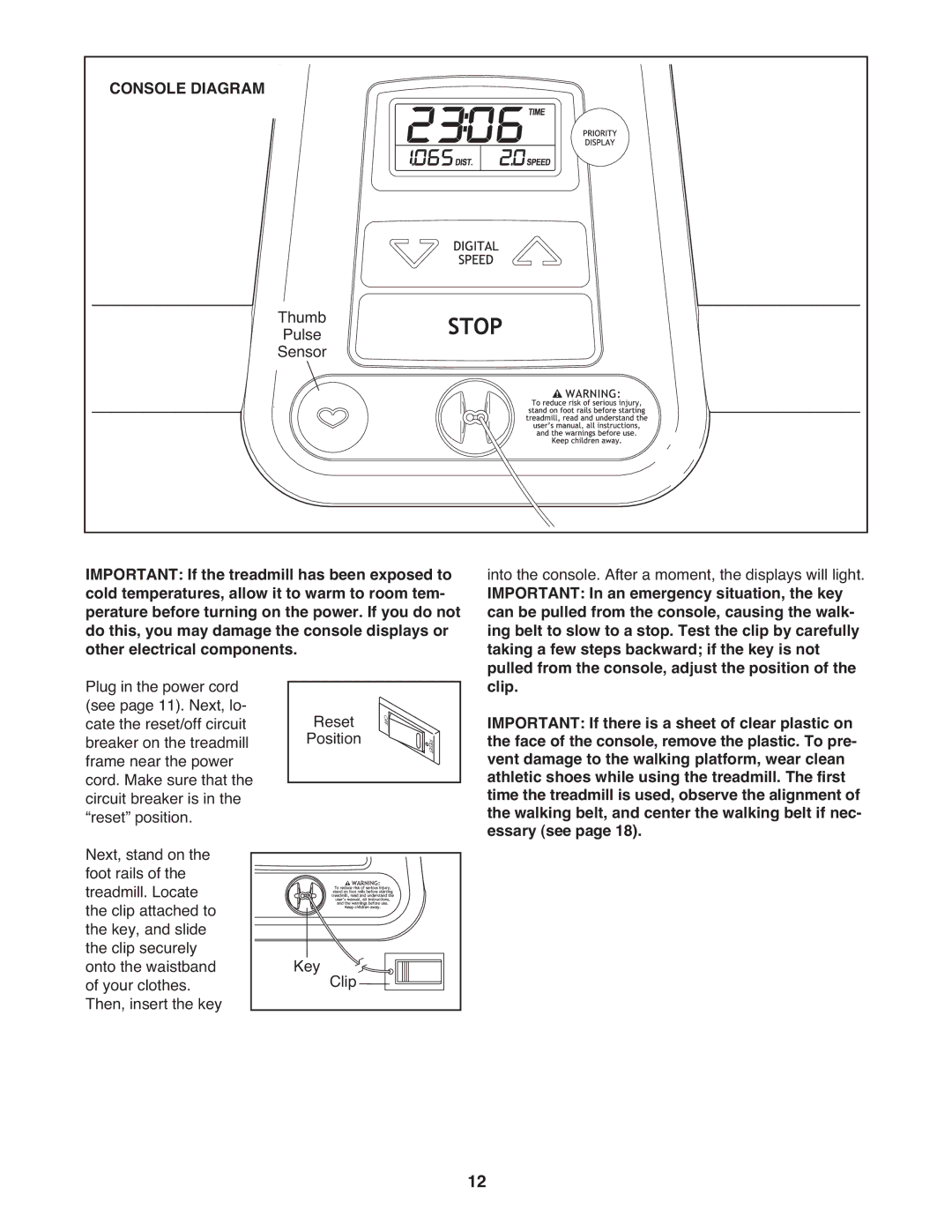 Weslo WETL20708.0 user manual Console Diagram 