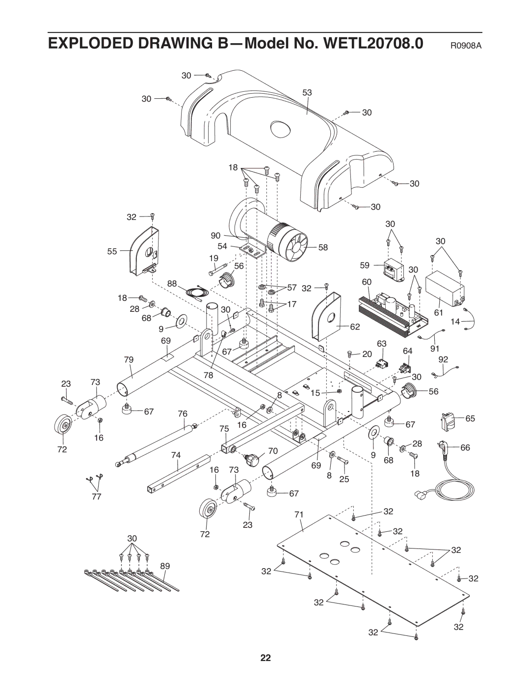 Weslo user manual Exploded Drawing B-Model No. WETL20708.0 R0908A 