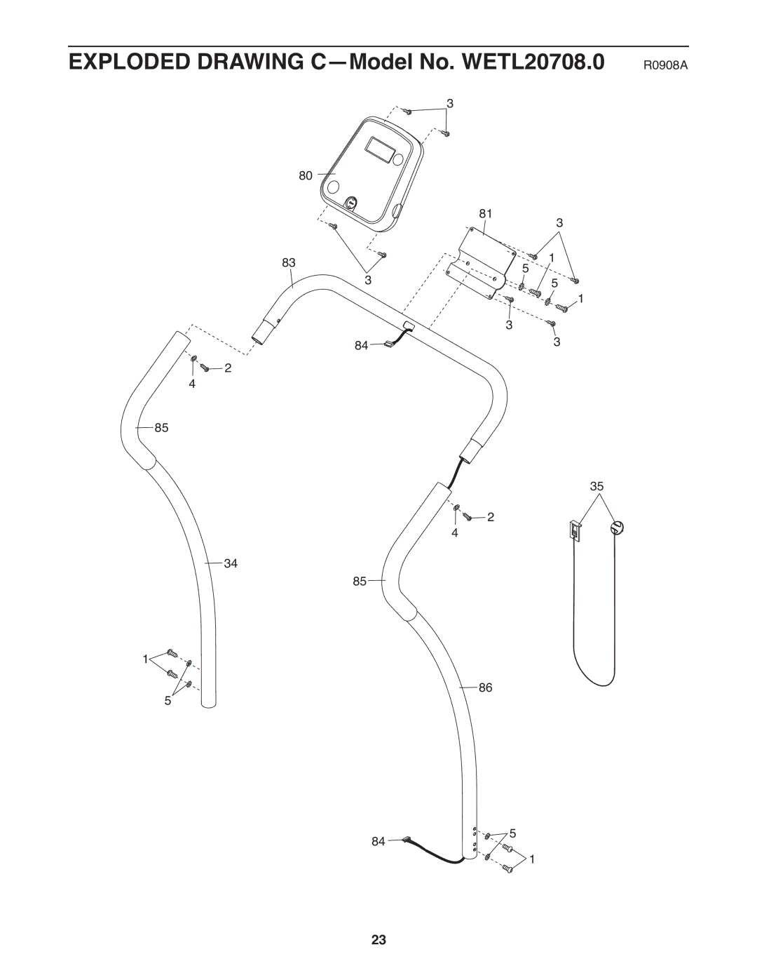 Weslo user manual Exploded Drawing C-Model No. WETL20708.0 R0908A 