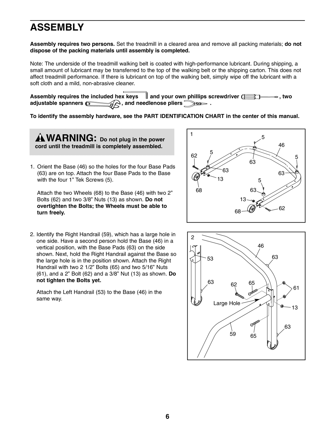 Weslo WETL26805.1 user manual Assembly 