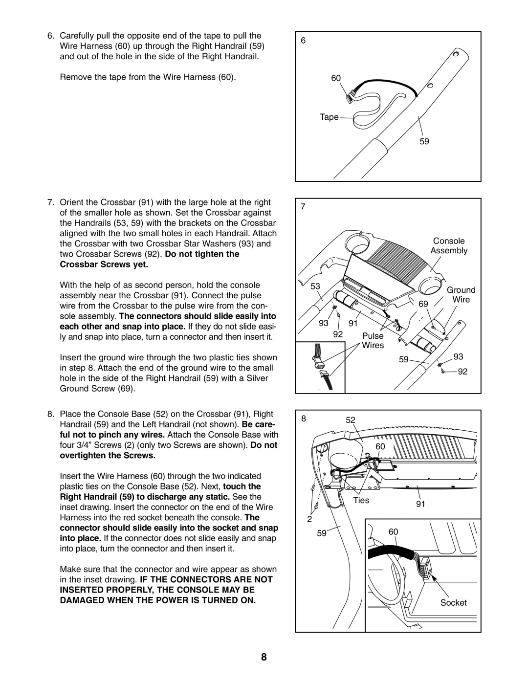 Weslo WETL26805.1 user manual Crossbar Screws yet 