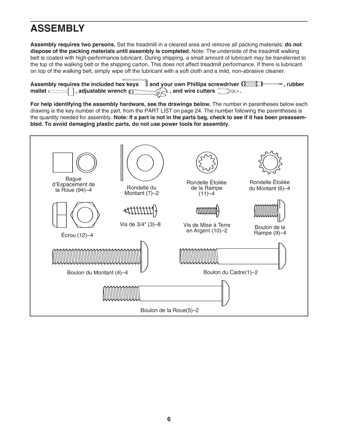 Weslo WETL26806.0 user manual Assembly 