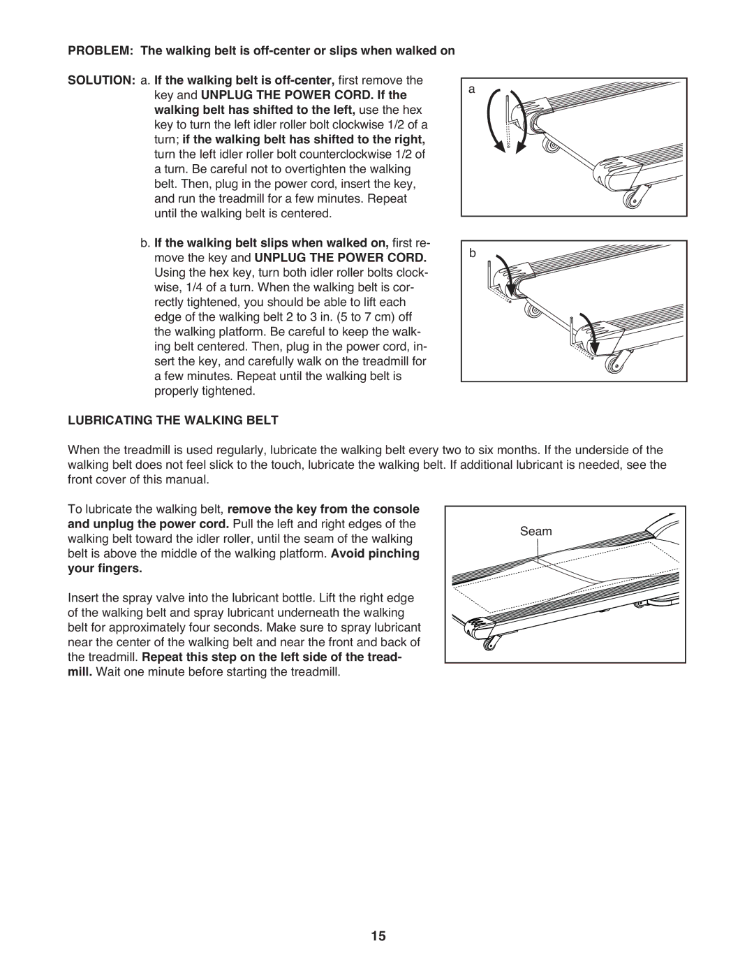 Weslo WETL34709.0 user manual Problem Solution, Lubricating the Walking Belt 