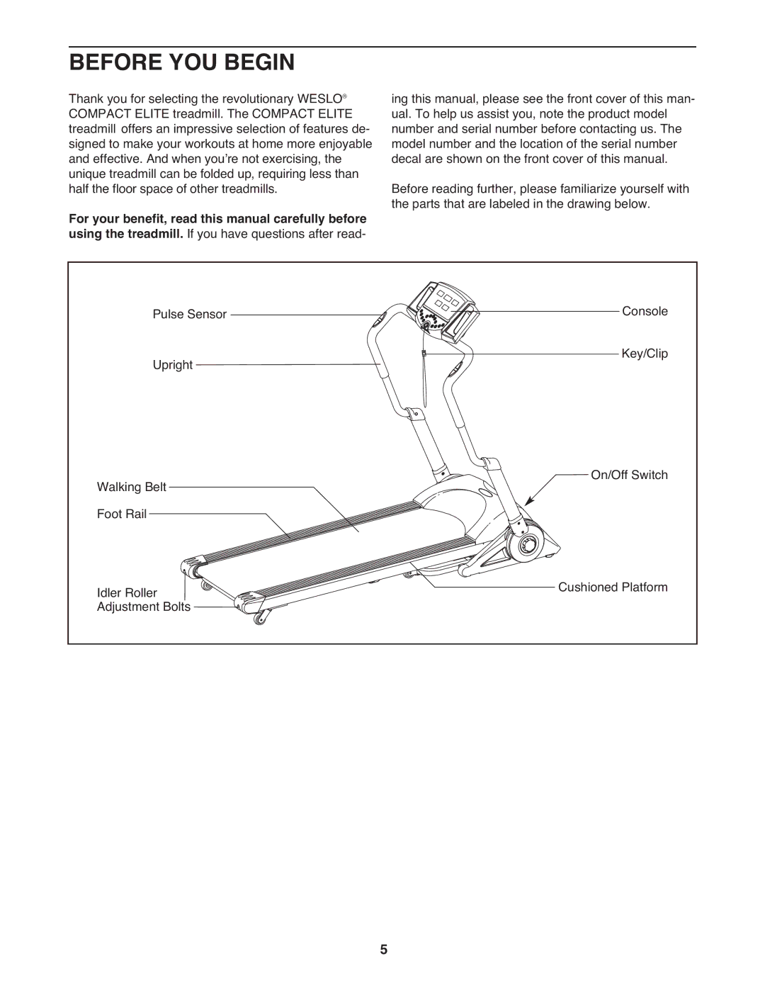 Weslo WETL34709.0 user manual Before YOU Begin 