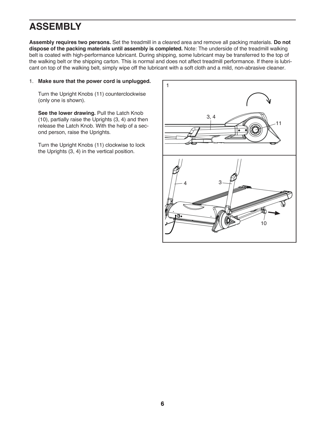 Weslo WETL34709.0 user manual Assembly, See the lower drawing. Pull the Latch Knob 