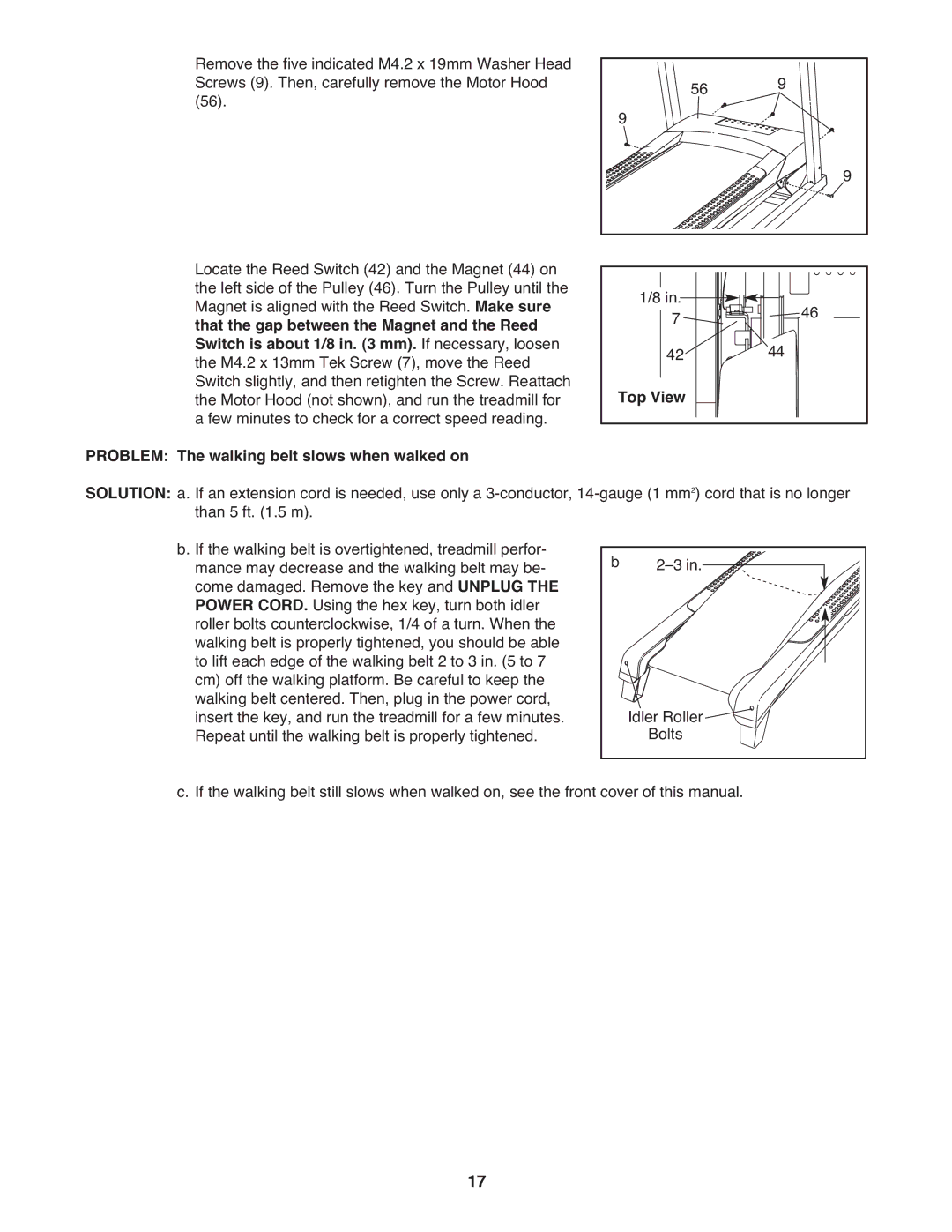 Weslo WETL49710.0 user manual Top View, Problem The walking belt slows when walked on 