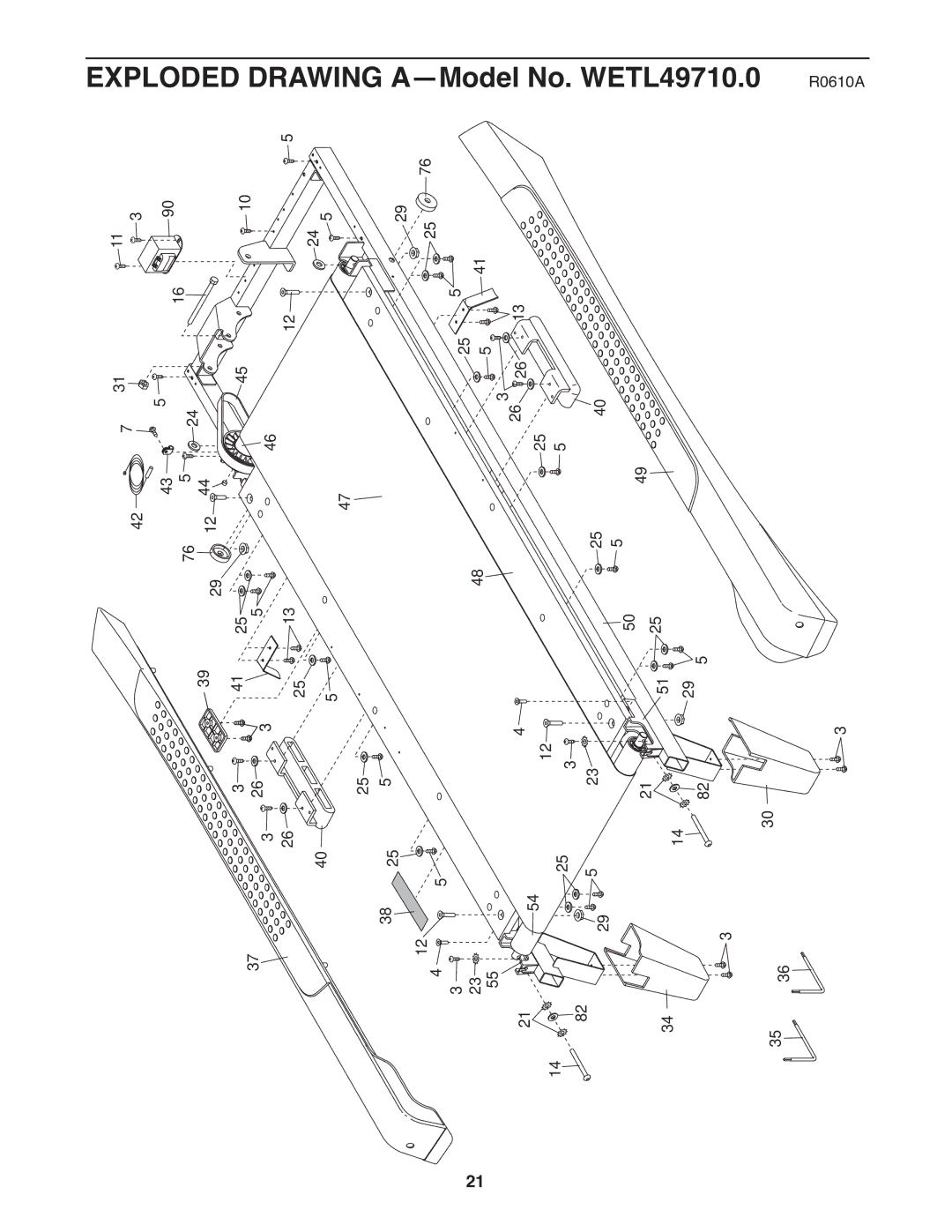 Weslo user manual Exploded Drawing A-Model No. WETL49710.0 R0610A 