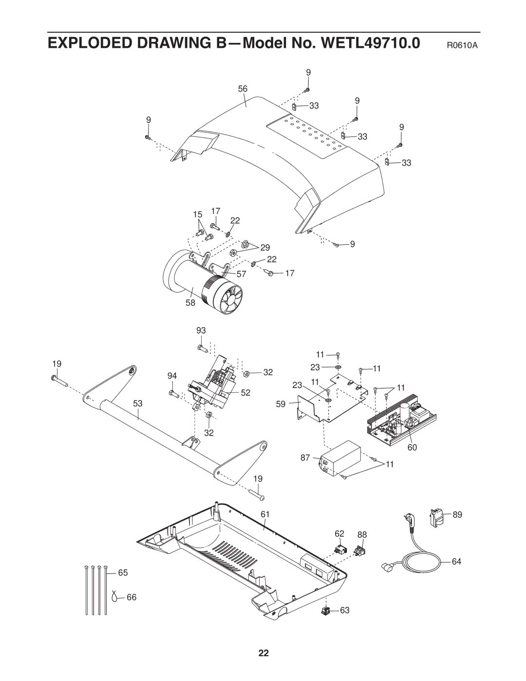 Weslo user manual Exploded Drawing B-Model No. WETL49710.0 R0610A 