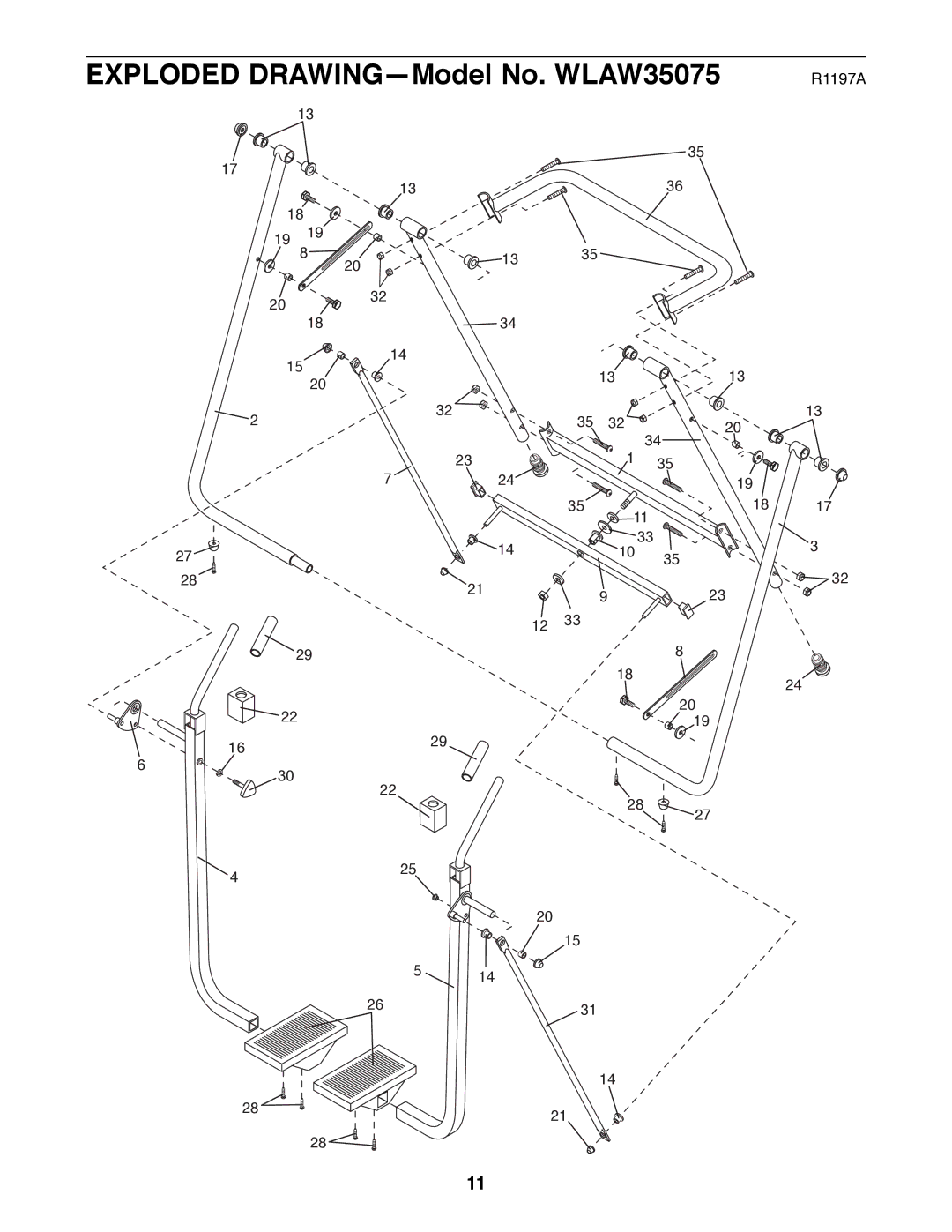 Weslo user manual Exploded DRAWINGÑModel No. WLAW35075 