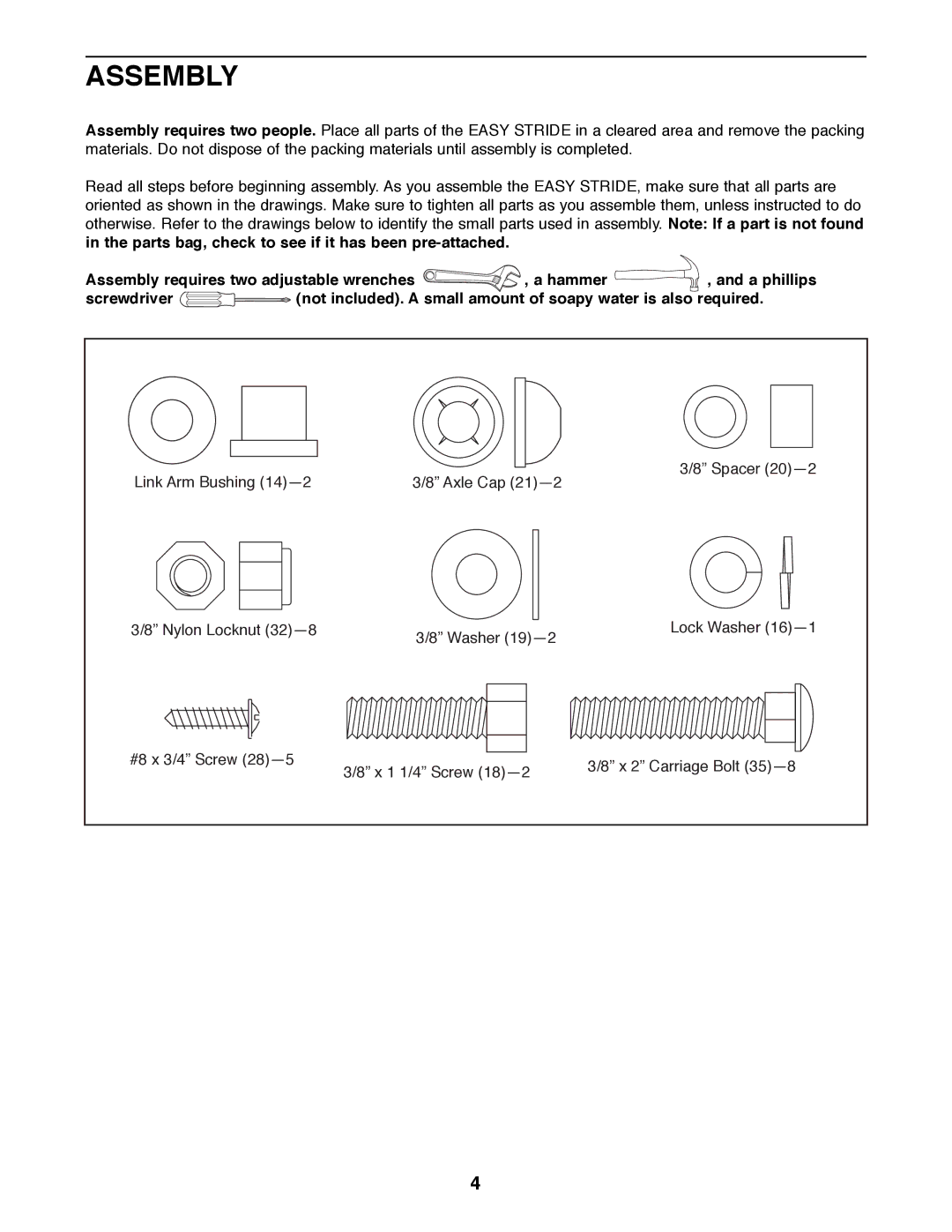 Weslo WLAW35075 user manual Assembly 