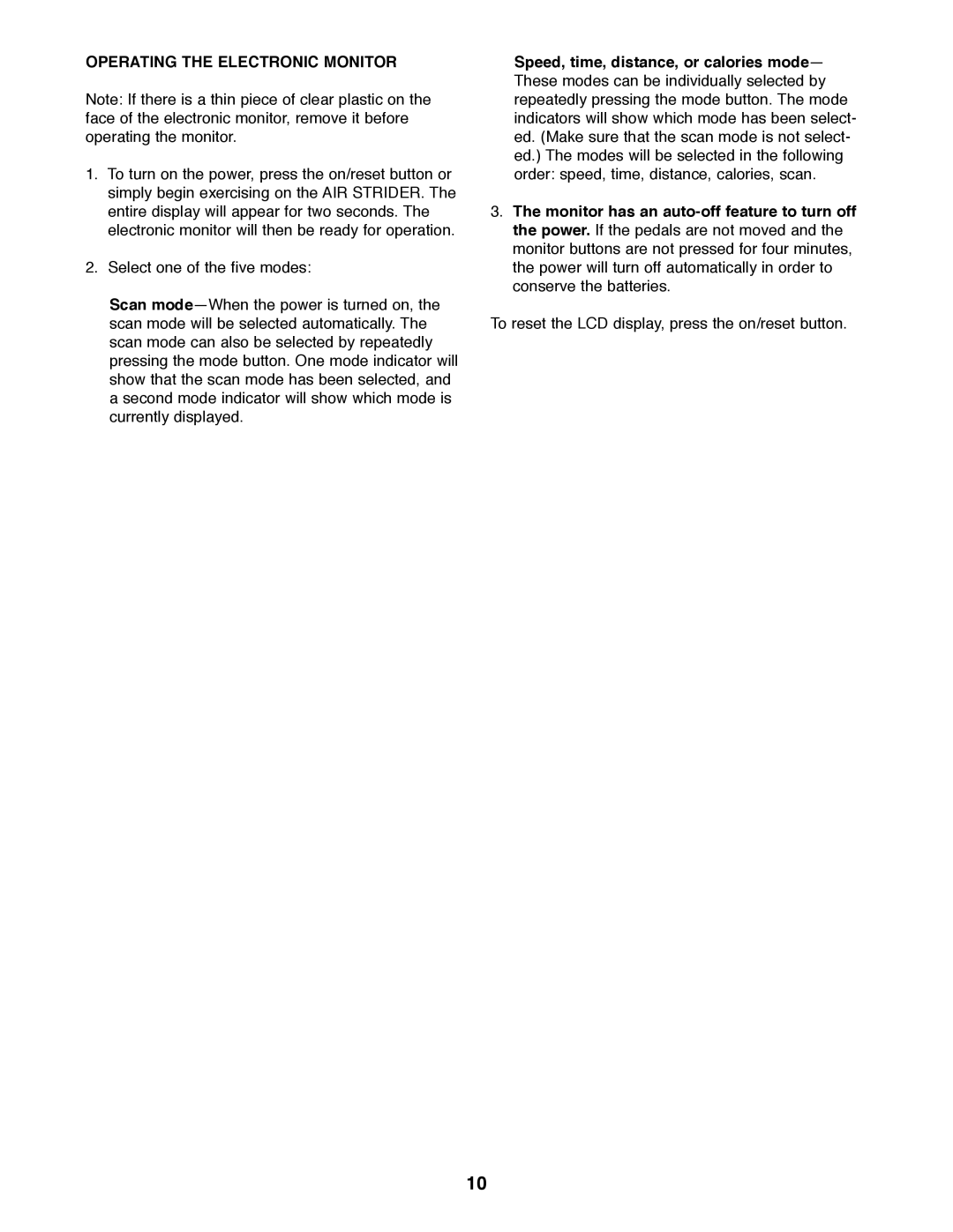 Weslo WLAW55072 user manual Operating the Electronic Monitor 