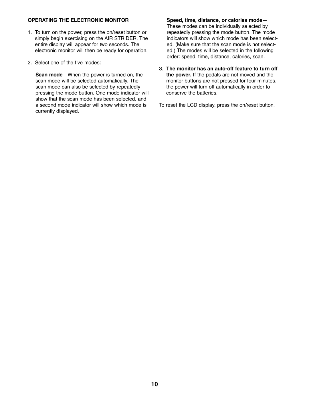 Weslo WLAW55078 user manual Operating the Electronic Monitor 