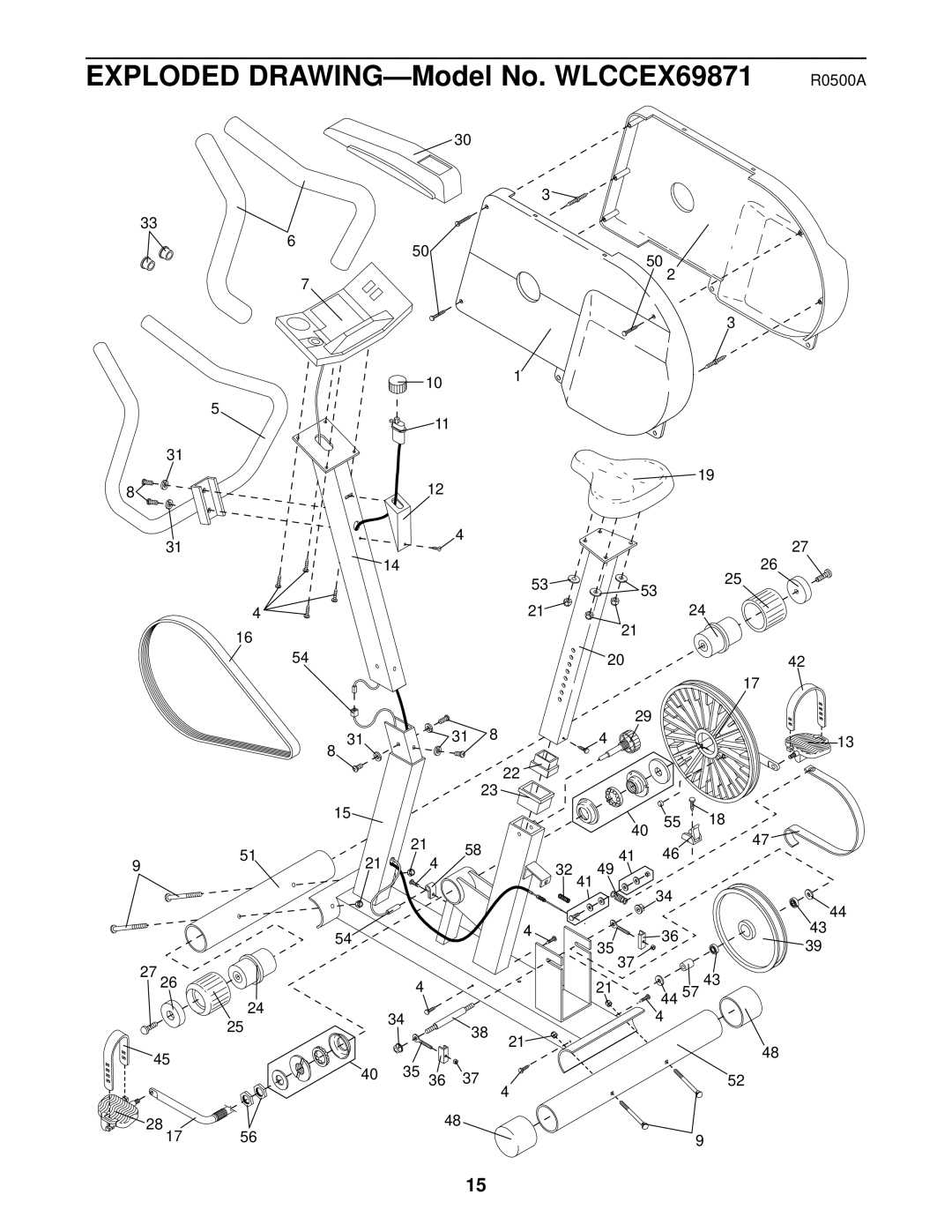 Weslo user manual Exploded DRAWING-Model No. WLCCEX69871 R0500A 