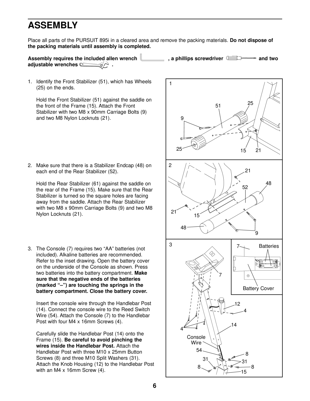 Weslo WLCCEX69871 user manual Assembly 