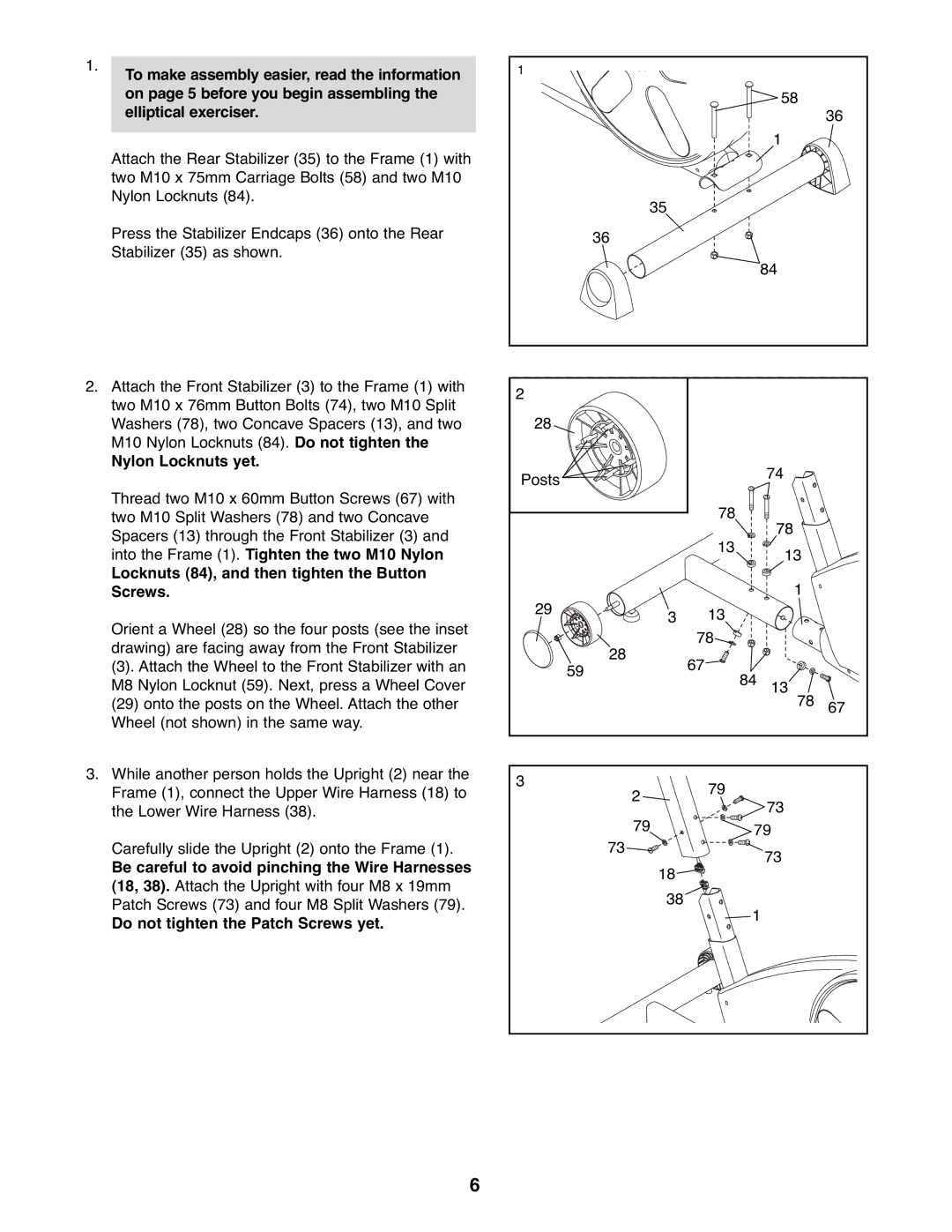 Weslo WLEL2006.0 user manual Nylon Locknuts yet, Locknuts 84, and then tighten the Button Screws 