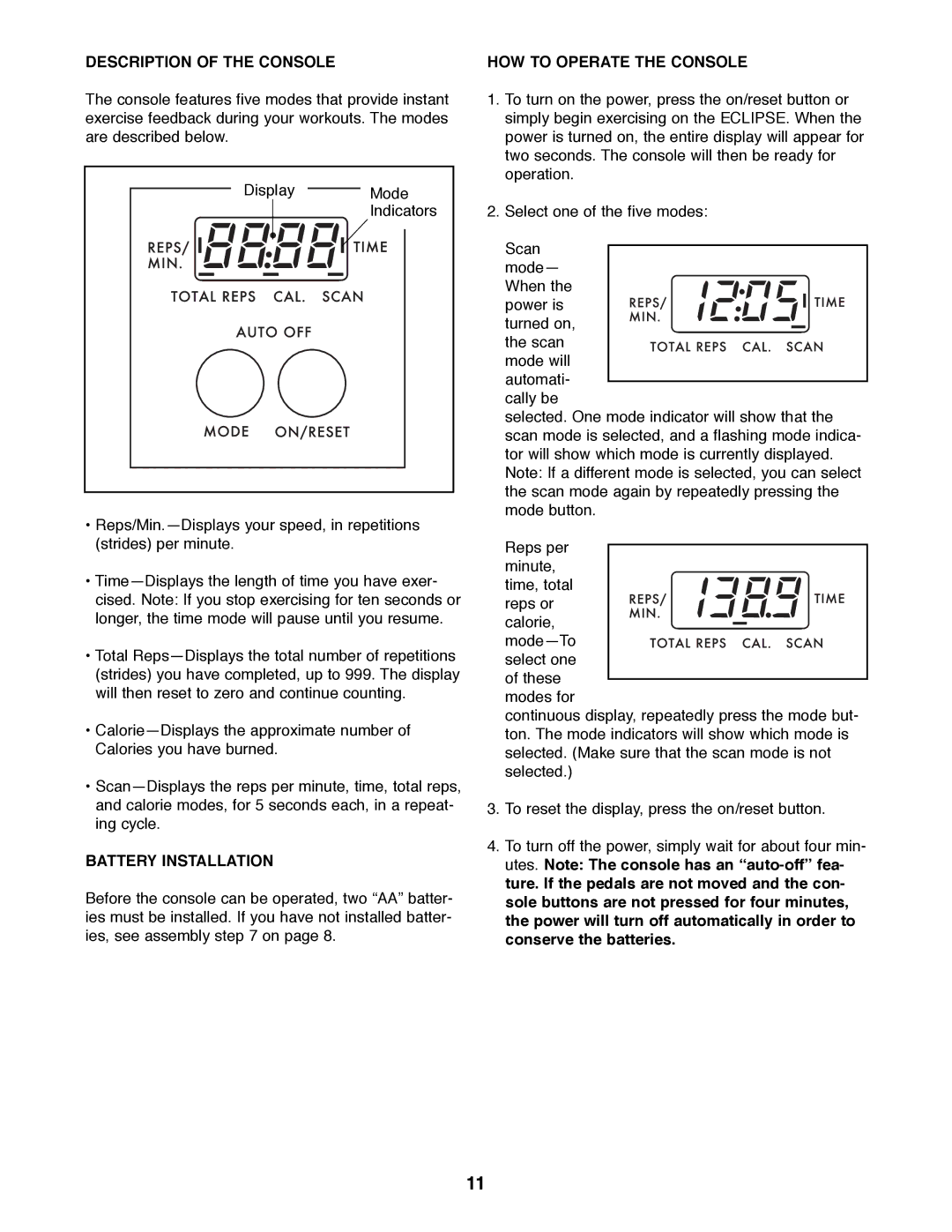 Weslo WLEL36070 user manual Description of the Console HOW to Operate the Console, Battery Installation 