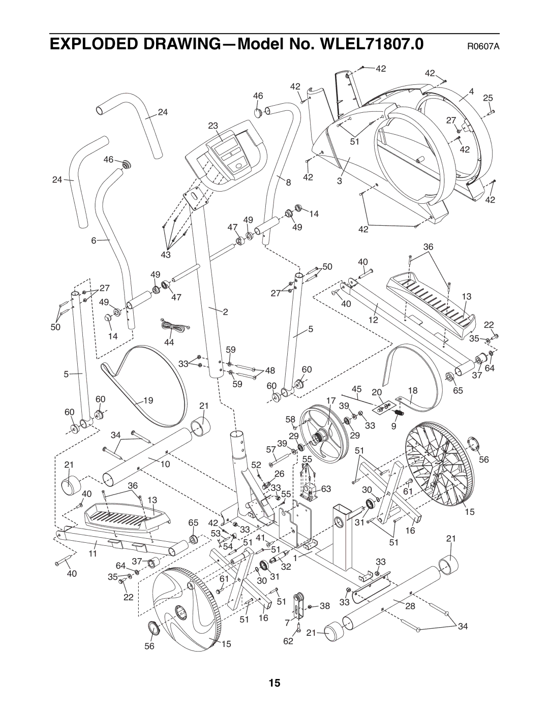 Weslo user manual Exploded DRAWING-Model No. WLEL71807.0 