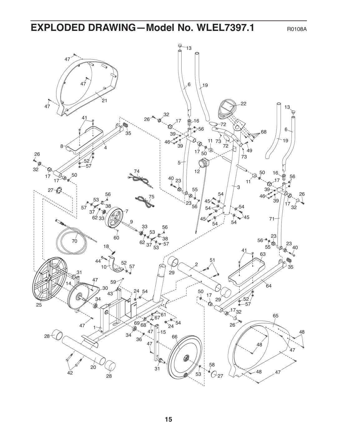 Weslo user manual Exploded DRAWING-Model No. WLEL7397.1 