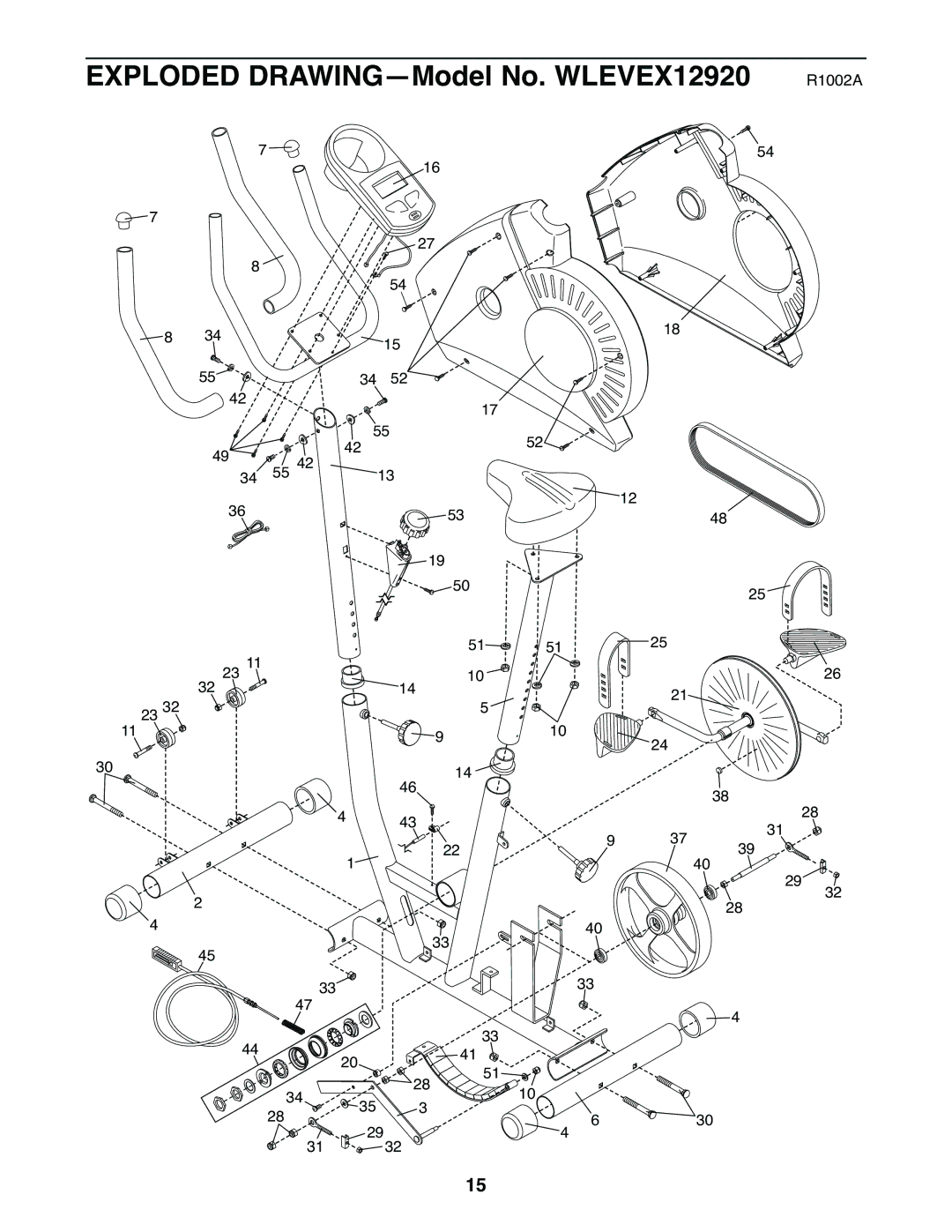 Weslo user manual Exploded DRAWING-Model No. WLEVEX12920 R1002A 