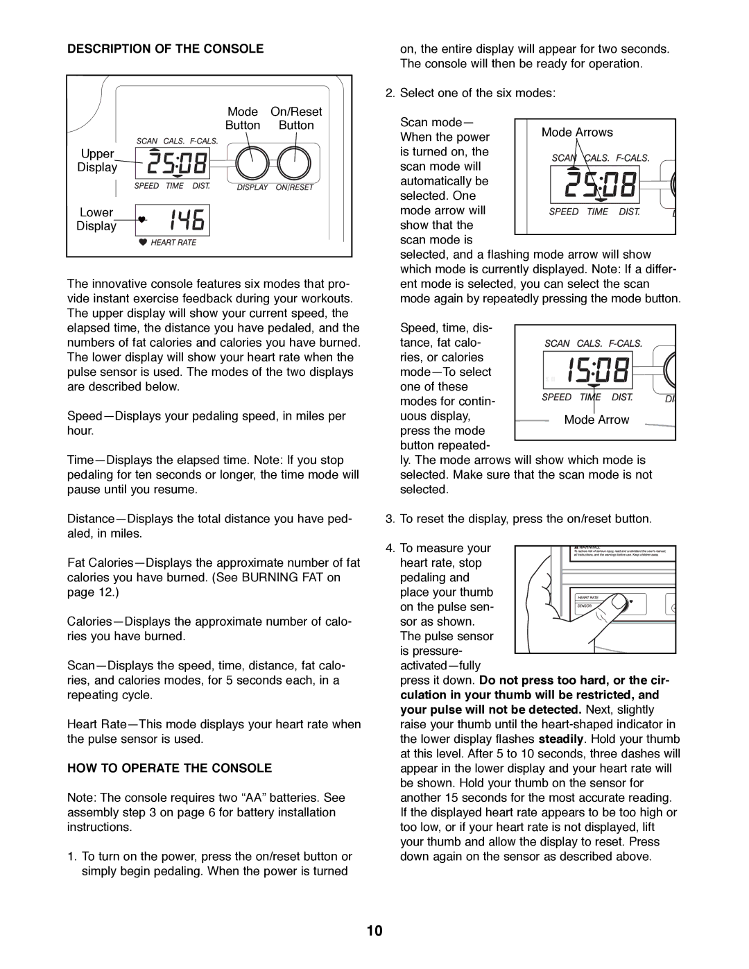 Weslo WLEX14000 user manual Description of the Console, HOW to Operate the Console 