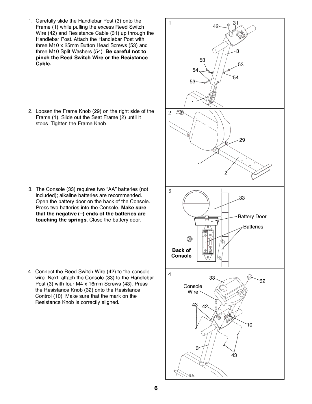 Weslo WLEX14000 user manual Back Console 