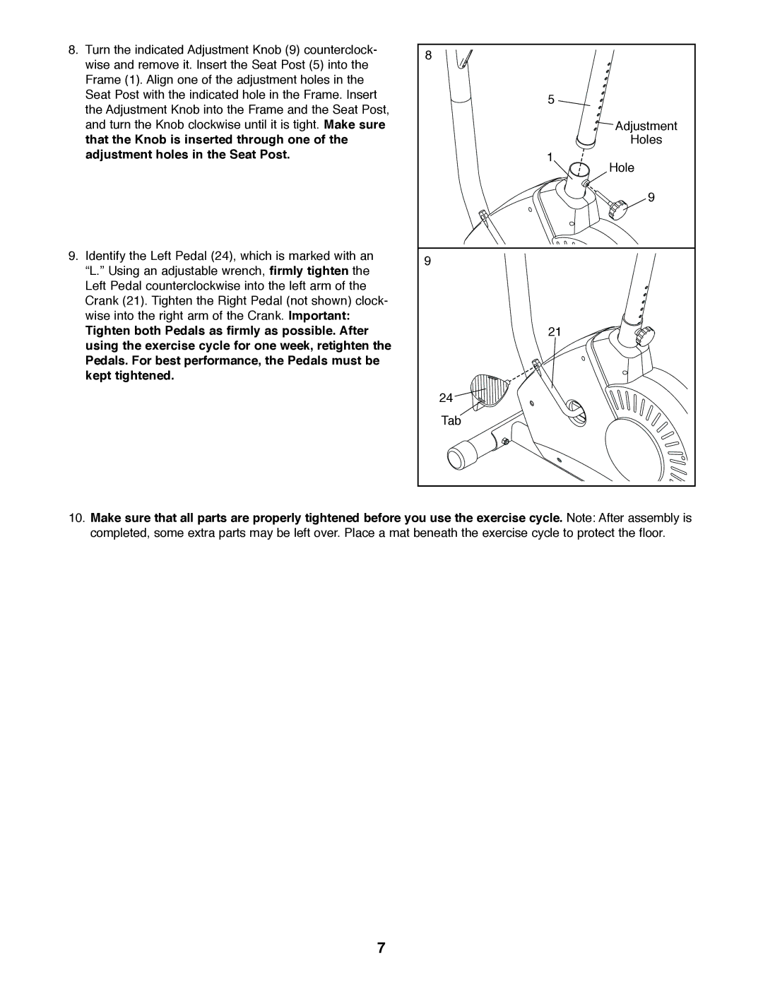 Weslo WLEX14820 user manual Adjustment 