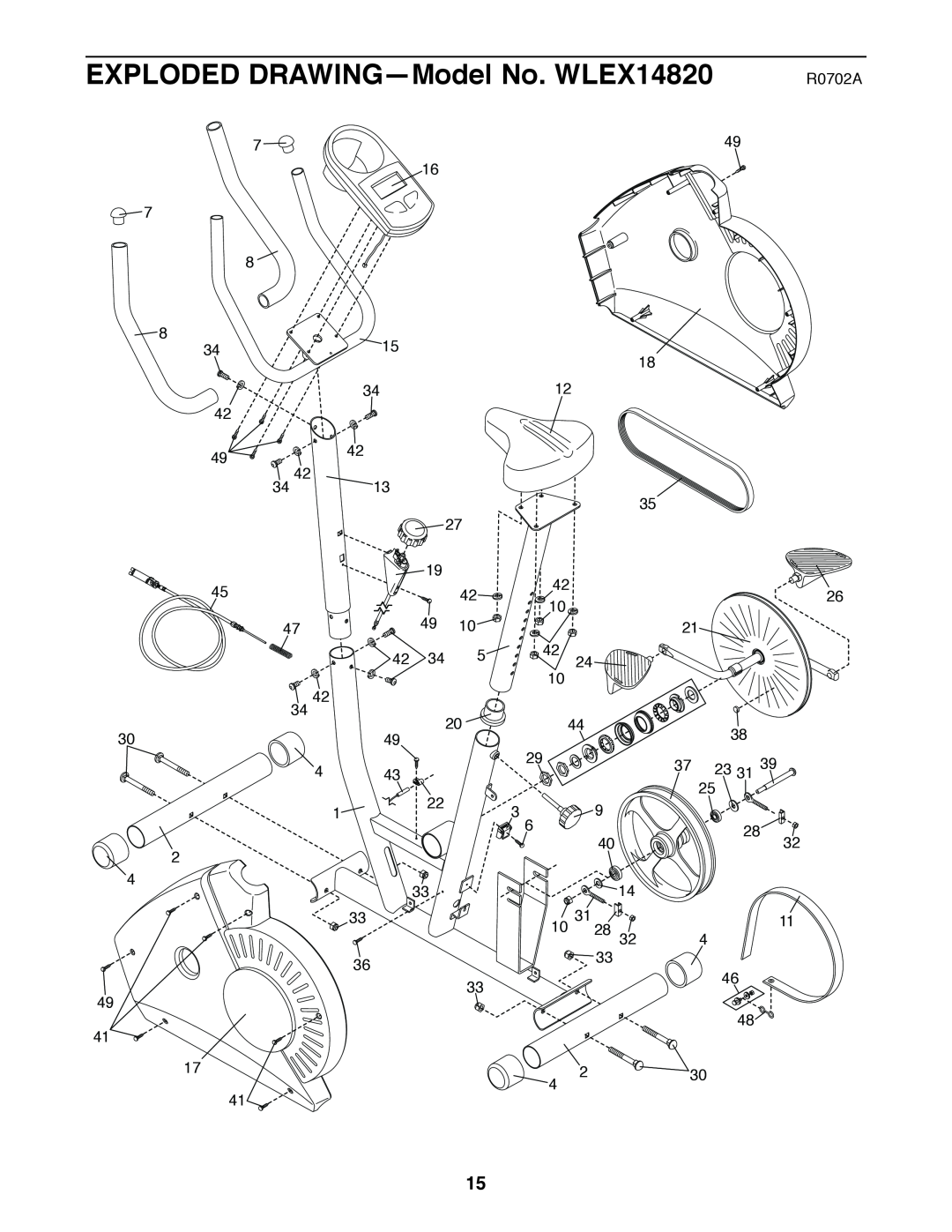 Weslo user manual R0702A, EXPLODED DRAWING-Model No. WLEX14820 