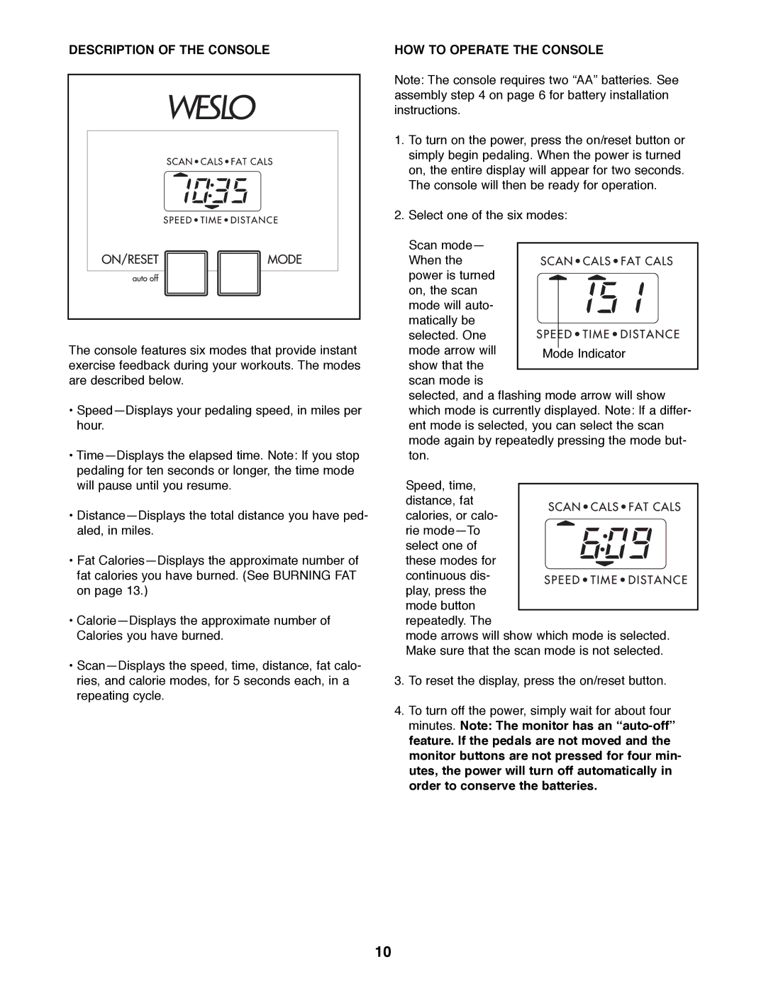 Weslo WLEX27181 user manual Description of the Console HOW to Operate the Console 