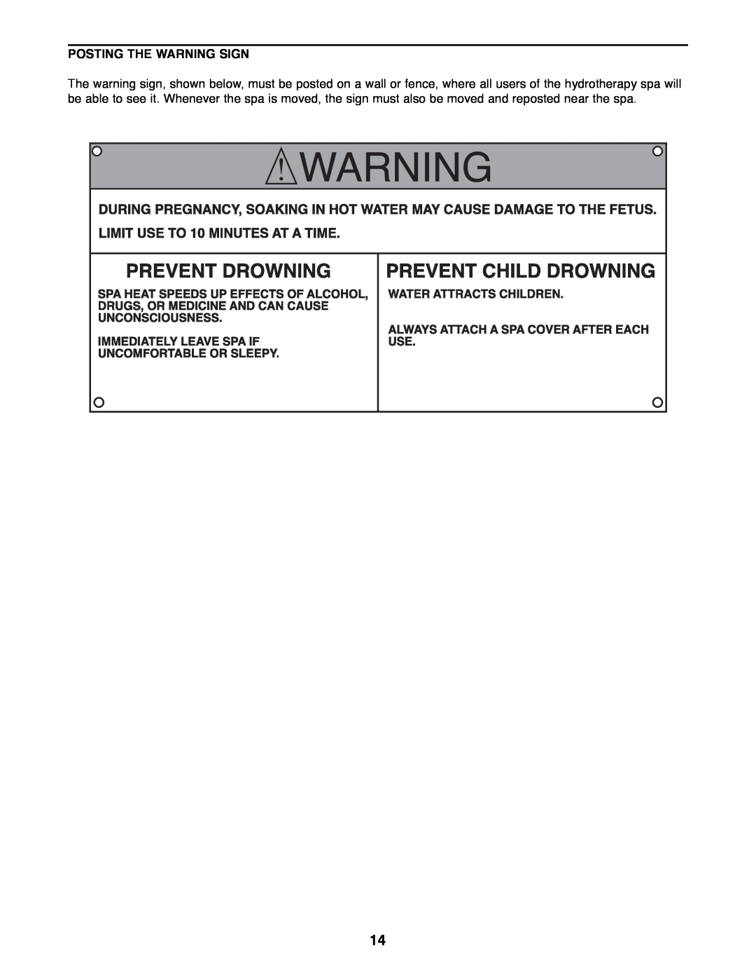 Weslo WLHS42080 manual Posting The Warning Sign 