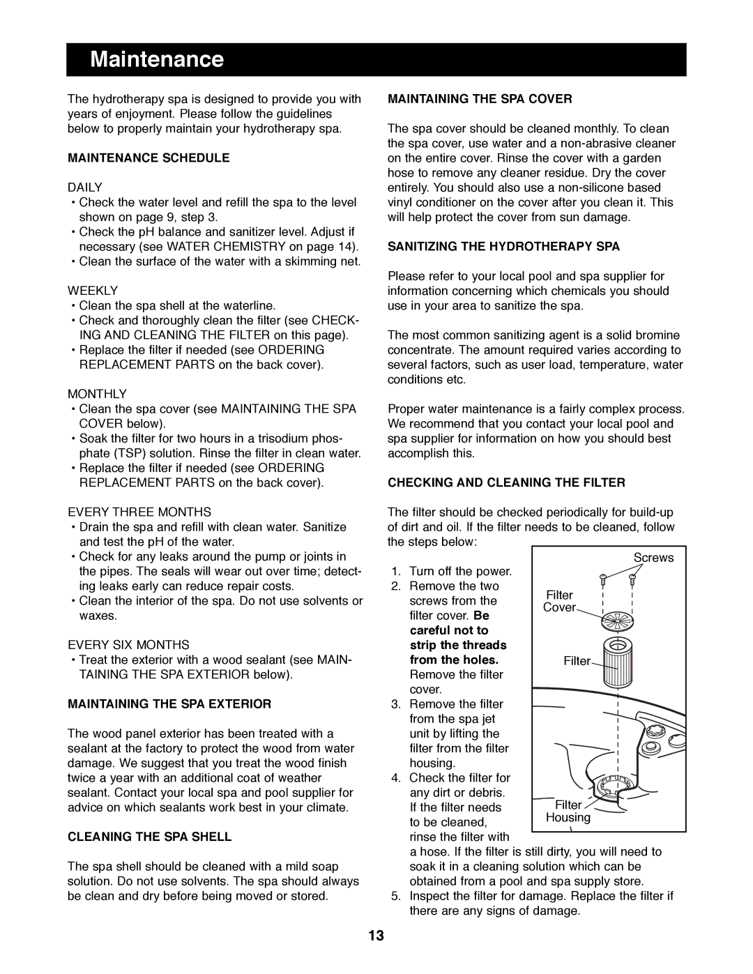 Weslo WLHS43081 manual Maintenance 