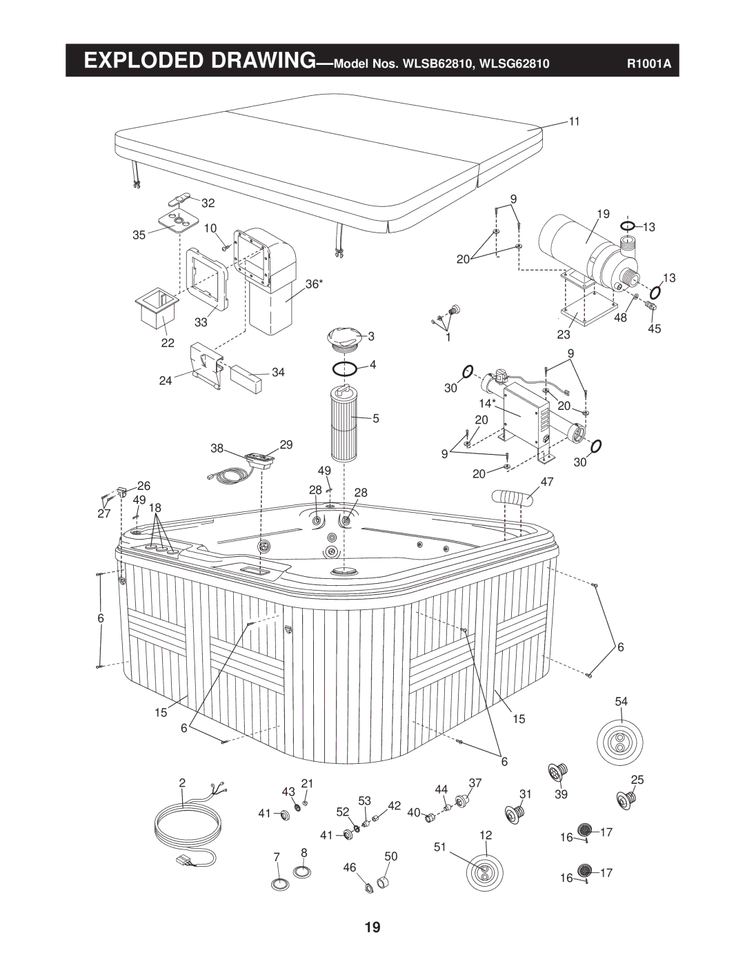 Weslo user manual Exploded DRAWING- Model Nos. WLSB62810, WLSG62810 R1001A 