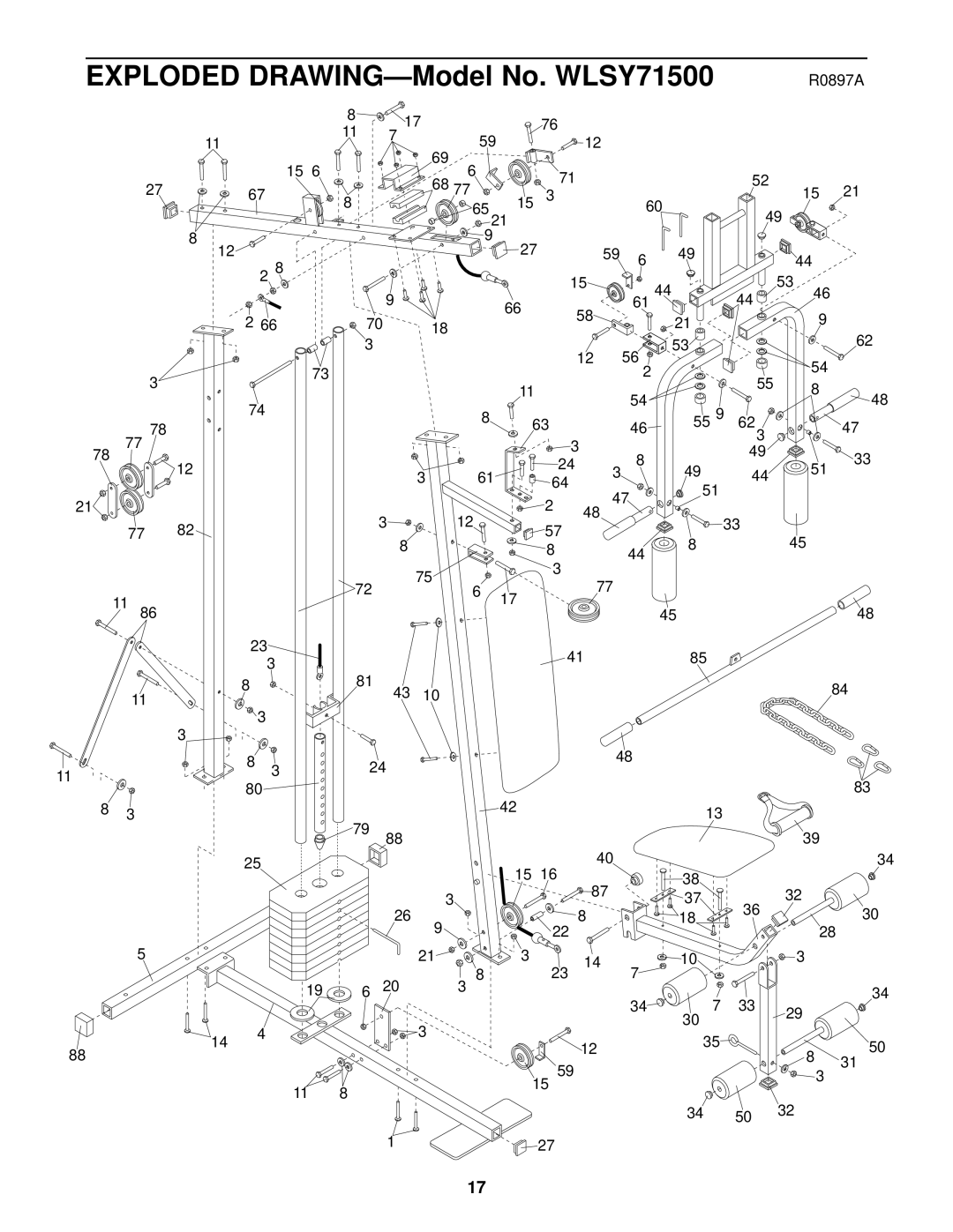 Weslo owner manual Exploded DRAWING-Model No. WLSY71500 