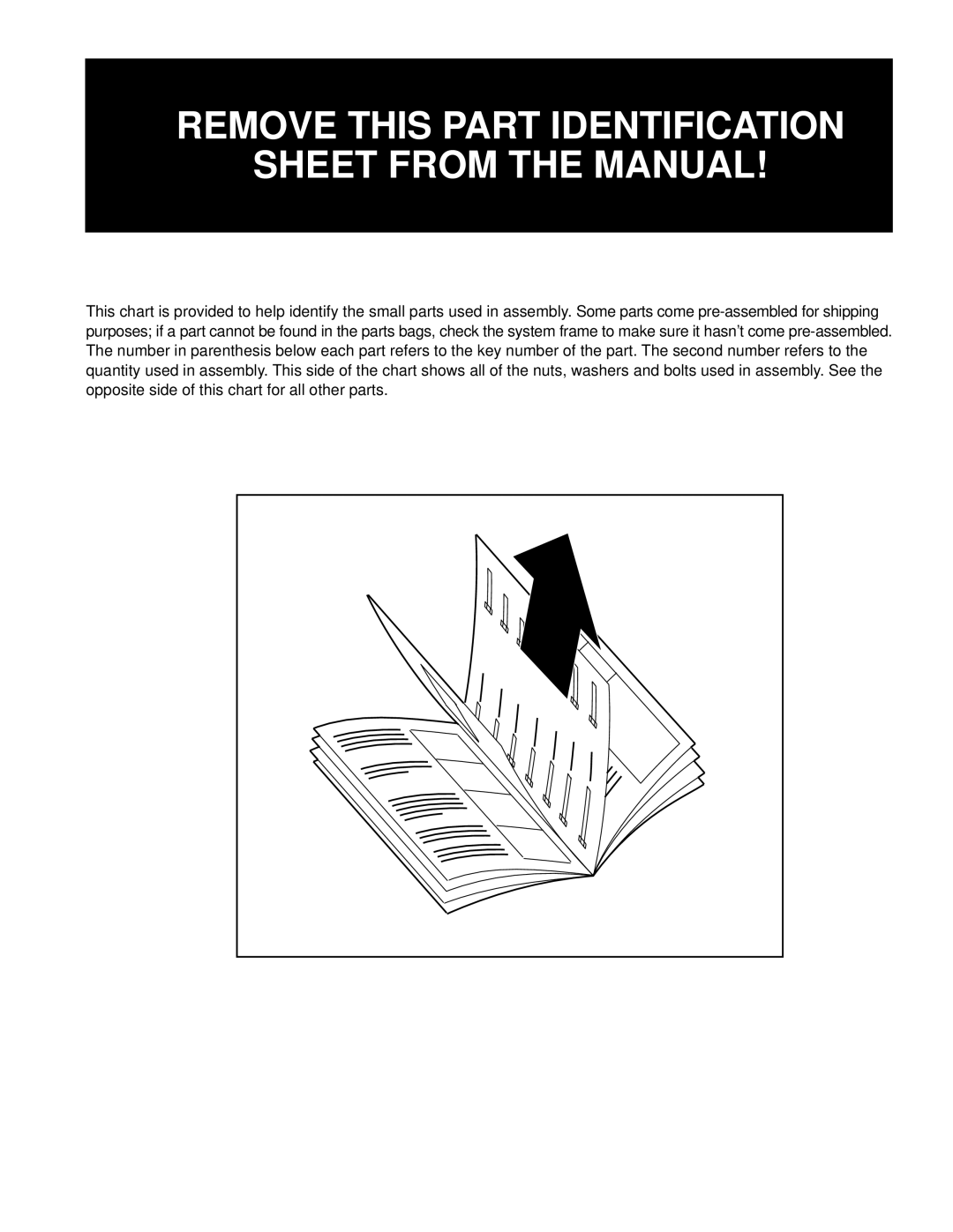 Weslo WLSY71500 owner manual Remove this Part Identification Sheet from the Manual 