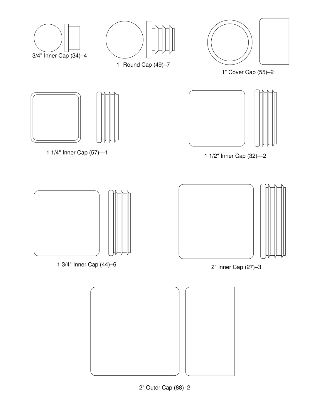 Weslo WLSY71500 owner manual Inner Cap Round Cap 4 Inner Cap Cover Cap 2 Inner Cap 