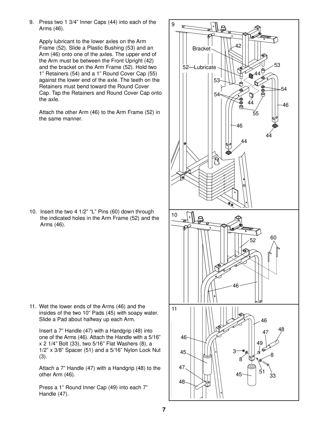 Weslo WLSY71500 owner manual One of the Arms 46. Attach the Handle with a 5/16 