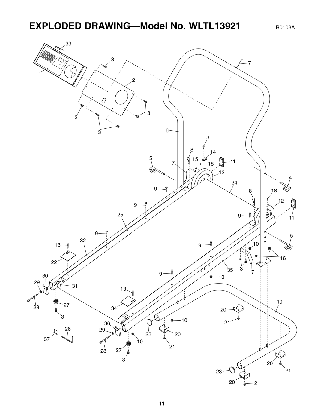 Weslo WLTL 13921 user manual Exploded DRAWING-Model No. WLTL13921 