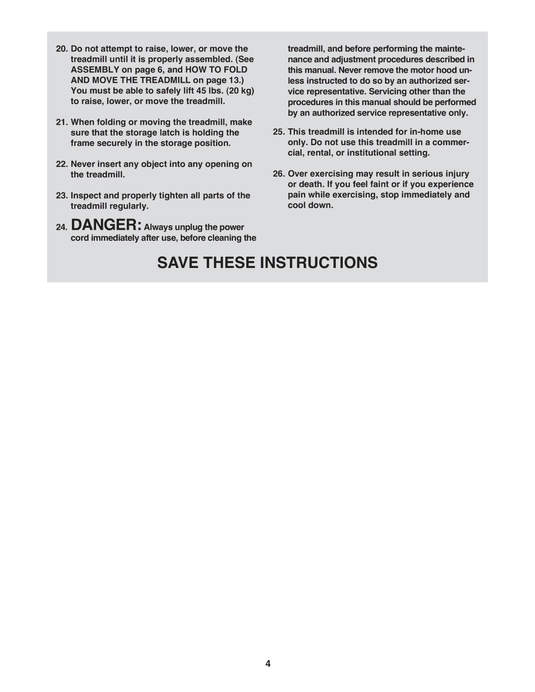 Weslo WLTL 14709.0 user manual Save These, Instructions 