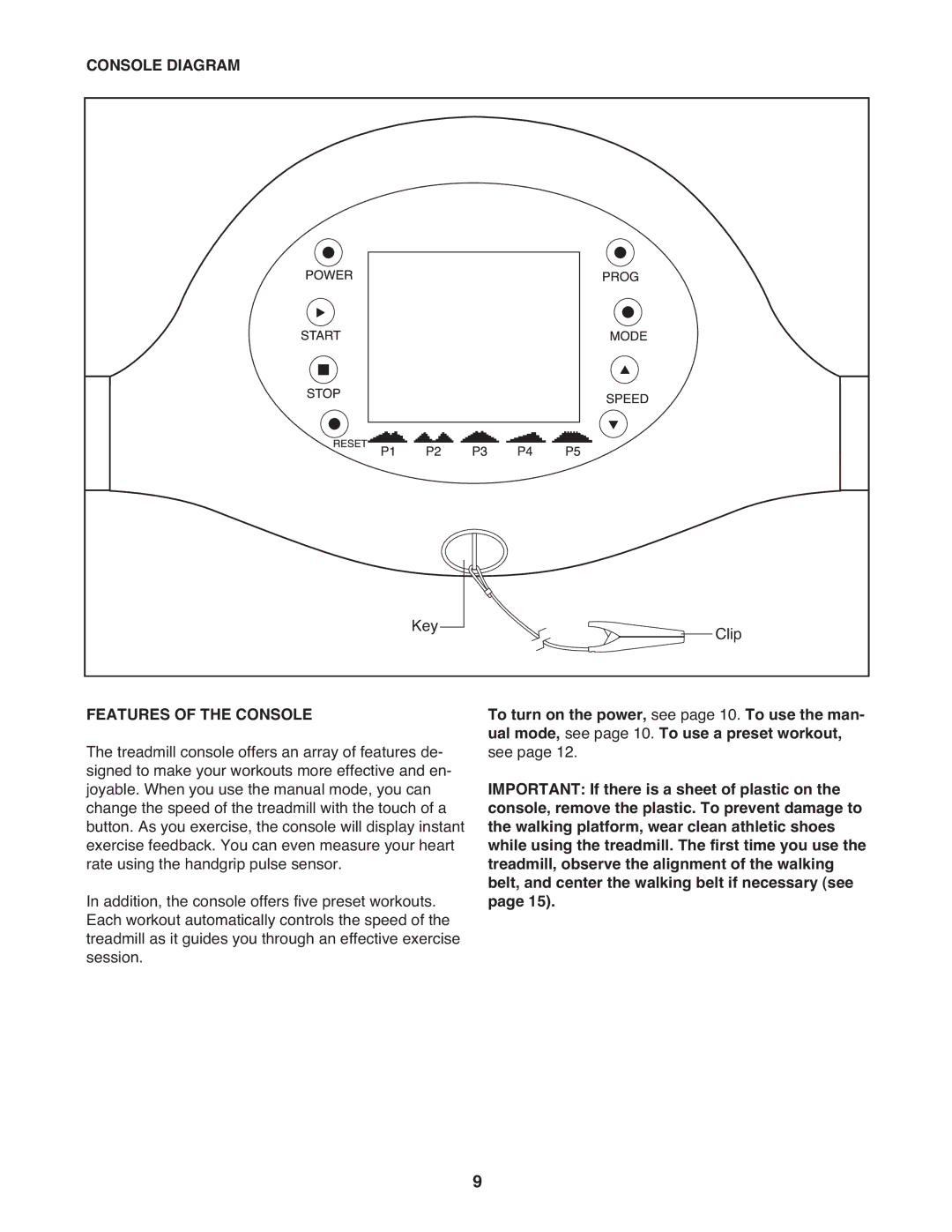 Weslo WLTL 14709.0 user manual Console Diagram, Features of the Console 