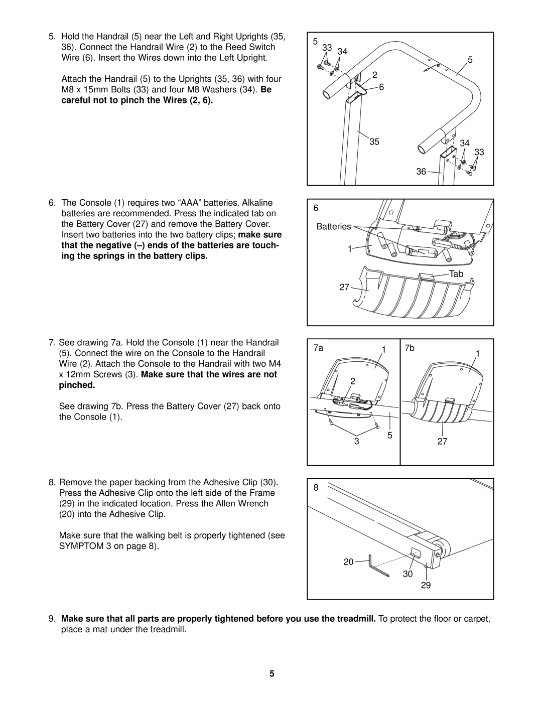 Weslo WLTL01530 user manual Insert two batteries into the two battery clips, Ing the springs in the battery clips, Tab 