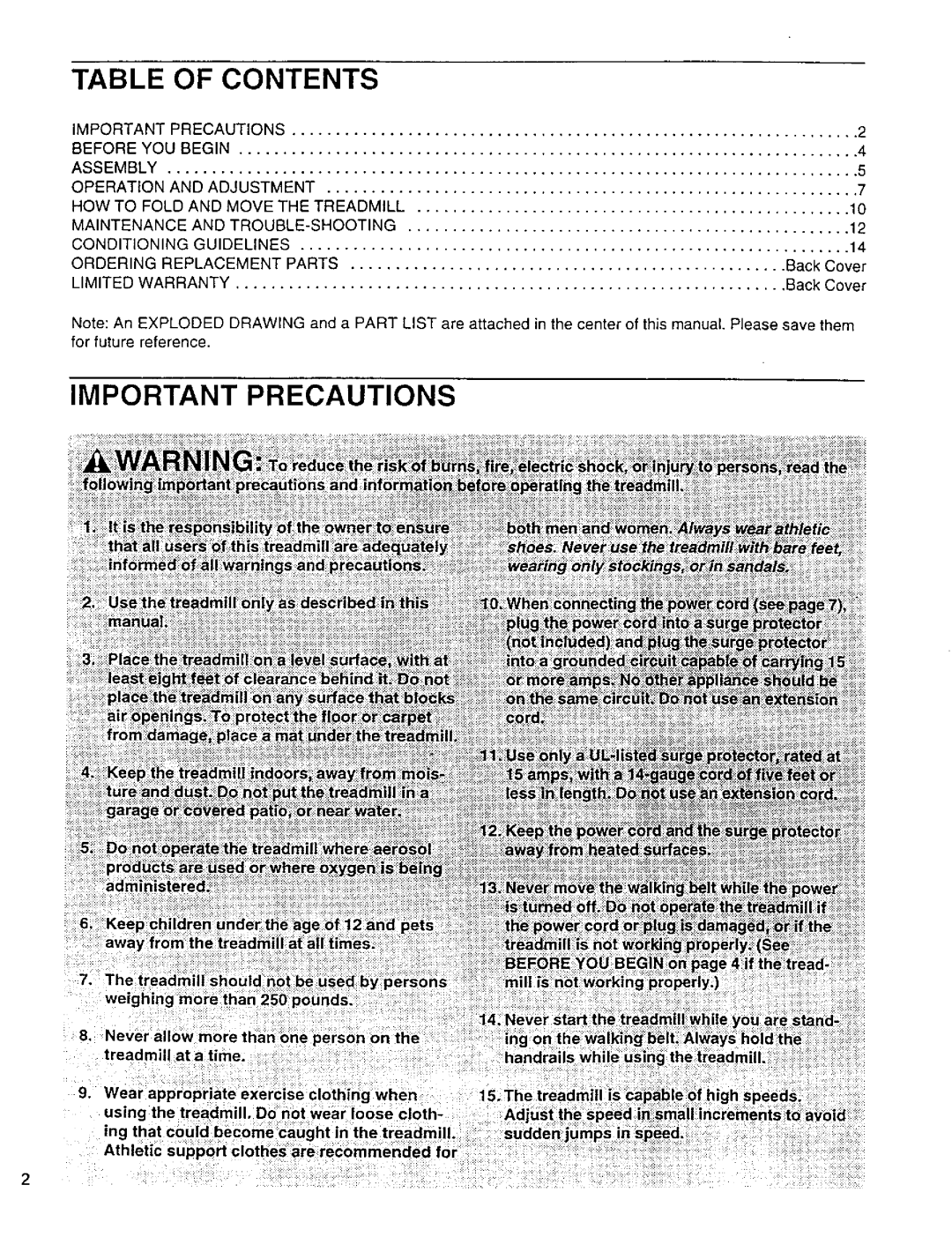 Weslo WLTL11092 user manual Contents 