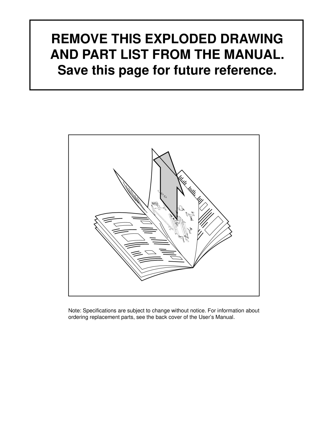 Weslo WLTL11094 user manual Remove this Exploded Drawing and Part List from the Manual 