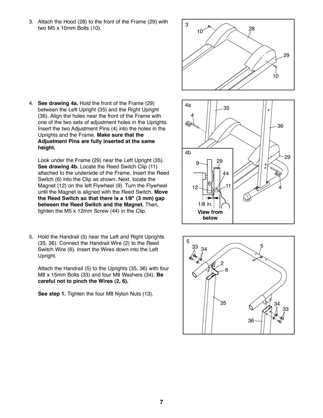 Weslo WLTL11310.0 warranty Adjustment Pins are fully inserted at the same height, Below 