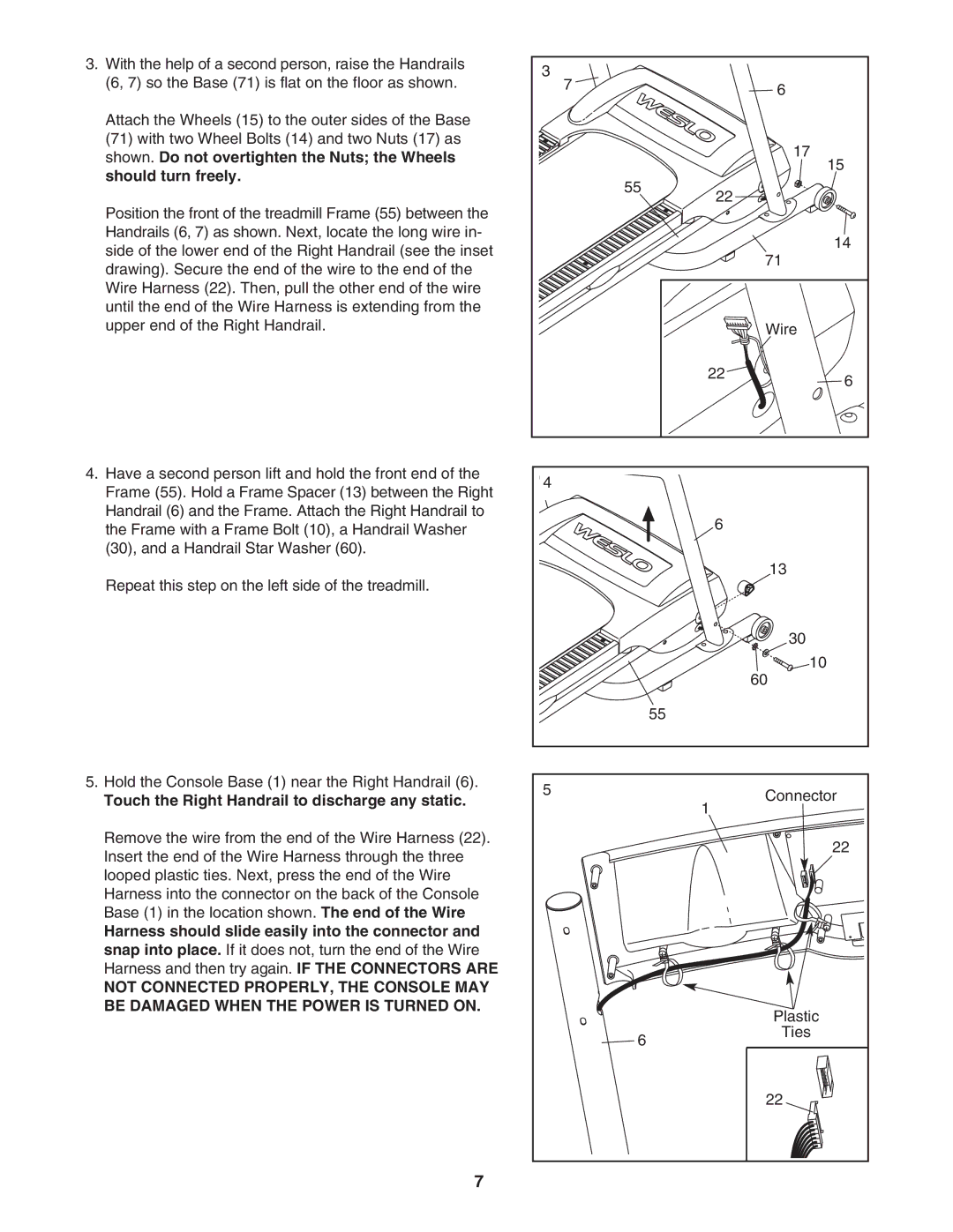 Weslo WLTL19205.2 user manual Touch the Right Handrail to discharge any static 